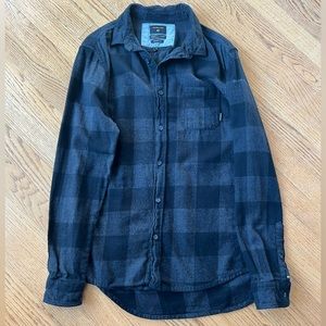 Quiksilver Mens Size Small Black & Gray Flannel Shirt